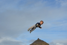 Little Ismail Khalidi tumbling through the air en route to Netivot.
